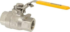 Parker - 3/4" Pipe, Full Port, Stainless Steel Standard Ball Valve - 2 Piece, Inline - One Way Flow, FNPT x FNPT Ends, Padlock Handle, 2,000 WOG, 150 WSP - Benchmark Tooling
