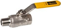 Parker - 1/2" Pipe, Full Port, Stainless Steel Standard Ball Valve - 2 Piece, Inline - One Way Flow, MNPT x FNPT Ends, Lever Handle, 2,000 WOG, 150 WSP - Benchmark Tooling