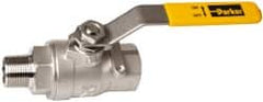 Parker - 3/4" Pipe, Full Port, Stainless Steel Standard Ball Valve - 2 Piece, Inline - One Way Flow, MNPT x FNPT Ends, Lever Handle, 2,000 WOG, 150 WSP - Benchmark Tooling