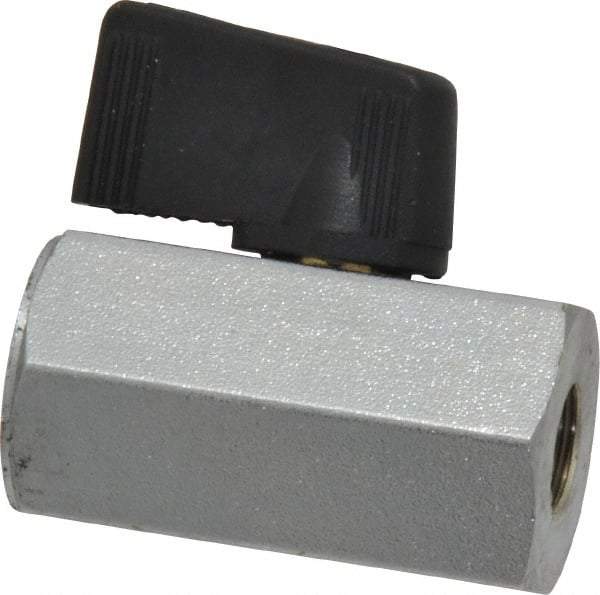 Midwest Control - 1/8" Pipe, Brass Miniature Ball Valve - Inline - One Way Flow, FNPT x FNPT Ends, Wedge Handle, 450 WOG - Benchmark Tooling