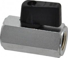 Value Collection - 1/4" Pipe, Brass Miniature Ball Valve - Inline - One Way Flow, FNPT x FNPT Ends, Wedge Handle, 450 WOG - Benchmark Tooling
