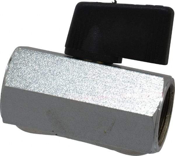 Midwest Control - 3/8" Pipe, Brass Miniature Ball Valve - Inline - One Way Flow, FNPT x FNPT Ends, Wedge Handle, 450 WOG - Benchmark Tooling