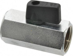 Midwest Control - 1/2" Pipe, Brass Miniature Ball Valve - Inline - One Way Flow, FNPT x FNPT Ends, Wedge Handle, 450 WOG - Benchmark Tooling