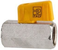 Parker - 3/8 x 1/4" Pipe, Brass Miniature Ball Valve - Inline - One Way Flow, FNPT x FNPT Ends, Wedge Handle, 450 WOG - Benchmark Tooling