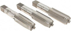 Interstate - 7/8-9 UNC, 4 Flute, Bottoming, Plug & Taper, Bright Finish, High Speed Steel Tap Set - Right Hand Cut, 4-11/16" OAL, 2-7/32" Thread Length - Benchmark Tooling