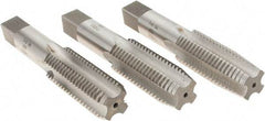 Interstate - 1-8 UNC, 4 Flute, Bottoming, Plug & Taper, Bright Finish, High Speed Steel Tap Set - Right Hand Cut, 5-1/8" OAL, 2-1/2" Thread Length - Benchmark Tooling