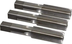 Interstate - 1-14 UNS, 4 Flute, Bottoming, Plug & Taper, Bright Finish, High Speed Steel Tap Set - Right Hand Cut, 5-1/8" OAL, 2-1/2" Thread Length - Benchmark Tooling