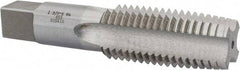 Interstate - 1-3/8 - 6 UNC 3B 4 Flute Bright Finish High Speed Steel Straight Flute Standard Hand Tap - Taper, Right Hand Thread, 6-1/16" OAL, 3" Thread Length, H4 Limit, Oversize - Benchmark Tooling