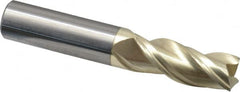 Accupro - 1/2", 1-1/4" LOC, 1/2" Shank Diam, 3" OAL, 3 Flute, Solid Carbide Square End Mill - Single End, ZrN Finish, Spiral Flute, Variable° Helix, Centercutting, Right Hand Cut, Right Hand Flute - Benchmark Tooling