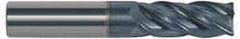 Accupro - 12mm, 32mm LOC, 12mm Shank Diam, 75mm OAL, 4 Flute, Solid Carbide Square End Mill - Single End, AlTiN Finish, Spiral Flute, Variable° Helix, Centercutting, Right Hand Cut, Right Hand Flute - Benchmark Tooling