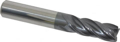 Accupro - 3/8", 4 Flute, Single End, Solid Carbide, Corner Chamfer End Mill - 2-1/2" OAL, Right Hand Flute, 1" LOC, Right Hand Cut - Benchmark Tooling