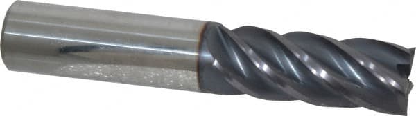 Accupro - 5/8", 1-5/8" LOC, 5/8" Shank Diam, 3-1/2" OAL, 5 Flute, Solid Carbide Square End Mill - Single End, AlTiN Finish, Spiral Flute, Variable° Helix, Centercutting, Right Hand Cut, Right Hand Flute - Benchmark Tooling