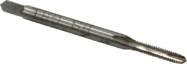 Interstate - #3-48 UNC, 2 Flute, Bright Finish, High Speed Steel Spiral Point Tap - Plug Chamfer, Right Hand Thread, 1-13/16" OAL, 1/2" Thread Length, 3B Class of Fit - Exact Industrial Supply