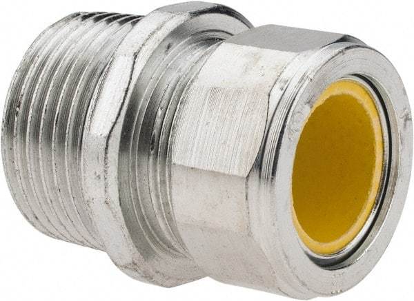 Cooper Crouse-Hinds - 0.65 to 3/4" Cable Capacity, Liquidtight, Straight Strain Relief Cord Grip - 1 NPT Thread, 1-3/4" Long, Steel - Benchmark Tooling