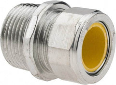 Cooper Crouse-Hinds - 0.65 to 3/4" Cable Capacity, Liquidtight, Straight Strain Relief Cord Grip - 1 NPT Thread, 1-3/4" Long, Steel - Benchmark Tooling