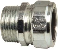 Cooper Crouse-Hinds - 0.85 to 0.95" Cable Capacity, Liquidtight, Straight Strain Relief Cord Grip - 1 NPT Thread, 1-7/8" Long, Steel - Benchmark Tooling