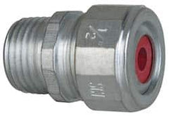 Cooper Crouse-Hinds - 0.15 to 1/4" Cable Capacity, Liquidtight, Straight Strain Relief Cord Grip - 1/2 NPT Thread, 1-5/16" Long, Steel - Benchmark Tooling