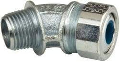 Cooper Crouse-Hinds - 0.35 to 0.45" Cable Capacity, Liquidtight, Elbow Strain Relief Cord Grip - 1/2 NPT Thread, 1-25/32" Long, Malleable Iron - Benchmark Tooling