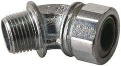 Cooper Crouse-Hinds - 0.45 to 0.56" Cable Capacity, Liquidtight, Elbow Strain Relief Cord Grip - 1/2 NPT Thread, 1-25/32" Long, Malleable Iron - Benchmark Tooling