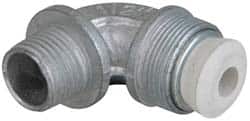 Cooper Crouse-Hinds - 1/4 to 0.35" Cable Capacity, Liquidtight, Elbow Strain Relief Cord Grip - 1/2 NPT Thread, 1-13/16" Long, Malleable Iron - Benchmark Tooling