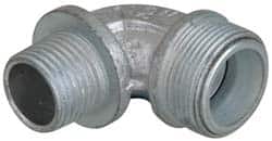 Cooper Crouse-Hinds - 0.55 to 0.65" Cable Capacity, Liquidtight, Elbow Strain Relief Cord Grip - 1/2 NPT Thread, 1-13/16" Long, Malleable Iron - Benchmark Tooling