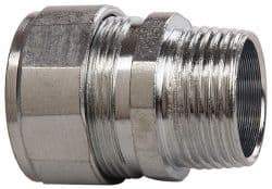 Cooper Crouse-Hinds - 3/4 to 0.85" Cable Capacity, Liquidtight, Straight Strain Relief Cord Grip - 3/4 NPT Thread, 1-9/16" Long, Steel - Benchmark Tooling