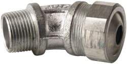 Cooper Crouse-Hinds - 0.35 to 0.45" Cable Capacity, Liquidtight, Elbow Strain Relief Cord Grip - 3/4 NPT Thread, 2-17/32" Long, Malleable Iron - Benchmark Tooling