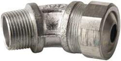 Cooper Crouse-Hinds - 0.35 to 0.45" Cable Capacity, Liquidtight, Elbow Strain Relief Cord Grip - 3/4 NPT Thread, 2-17/32" Long, Malleable Iron - Benchmark Tooling