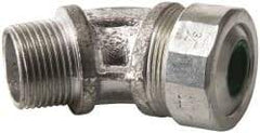 Cooper Crouse-Hinds - 0.45 to 0.56" Cable Capacity, Liquidtight, Elbow Strain Relief Cord Grip - 3/4 NPT Thread, 2-17/32" Long, Malleable Iron - Benchmark Tooling