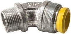 Cooper Crouse-Hinds - 0.65 to 3/4" Cable Capacity, Liquidtight, Elbow Strain Relief Cord Grip - 3/4 NPT Thread, 2-7/16" Long, Malleable Iron - Benchmark Tooling