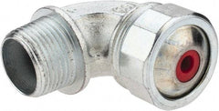 Cooper Crouse-Hinds - 0.15 to 1/4" Cable Capacity, Liquidtight, Elbow Strain Relief Cord Grip - 3/4 NPT Thread, 2-5/16" Long, Malleable Iron - Benchmark Tooling