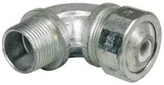Cooper Crouse-Hinds - 1/4 to 0.35" Cable Capacity, Liquidtight, Elbow Strain Relief Cord Grip - 3/4 NPT Thread, 2-5/16" Long, Malleable Iron - Benchmark Tooling