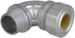 Cooper Crouse-Hinds - 0.65 to 3/4" Cable Capacity, Liquidtight, Elbow Strain Relief Cord Grip - 3/4 NPT Thread, 2-5/16" Long, Malleable Iron - Benchmark Tooling
