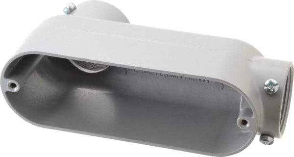 Cooper Crouse-Hinds - Form 5, LB Body, 1-1/2" Trade, EMT, IMC, Rigid Aluminum Conduit Body - Rectangle, 7.81" OAL, 33.8 cc Capacity, Gray - Benchmark Tooling