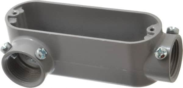 Cooper Crouse-Hinds - Form 5, LR Body, 1" Trade, EMT, IMC, Rigid Aluminum Conduit Body - Rectangle, 5.94" OAL, 12.2 cc Capacity, Gray - Benchmark Tooling