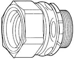 Cooper Crouse-Hinds - 0.45 to 0.56" Cable Capacity, Liquidtight, Straight Strain Relief Cord Grip - 1 NPT Thread, 1-3/4" Long, Steel - Benchmark Tooling