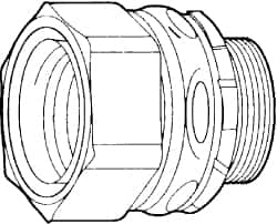 Cooper Crouse-Hinds - 2-1/2" Trade, Malleable Iron Threaded Straight Liquidtight Conduit Connector - Noninsulated - Benchmark Tooling