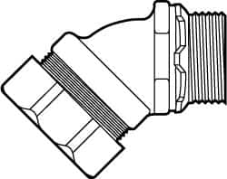 Cooper Crouse-Hinds - 1" Trade, Malleable Iron Threaded Angled Liquidtight Conduit Connector - Noninsulated - Benchmark Tooling