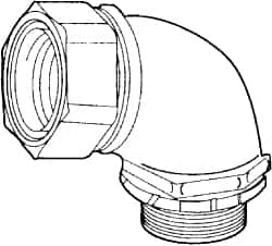 Cooper Crouse-Hinds - 1" Trade, Malleable Iron Threaded Angled Liquidtight Conduit Connector - Noninsulated - Benchmark Tooling