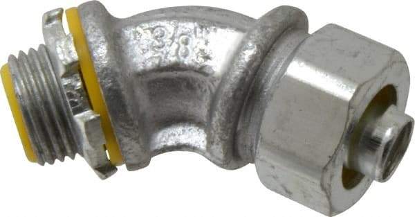 Cooper Crouse-Hinds - 3/8" Trade, Malleable Iron Threaded Angled Liquidtight Conduit Connector - Insulated - Benchmark Tooling