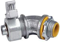 Cooper Crouse-Hinds - 3/8" Trade, Malleable Iron Threaded Angled Liquidtight Conduit Connector - Insulated - Benchmark Tooling