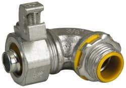 Cooper Crouse-Hinds - 3/8" Trade, Malleable Iron Threaded Angled Liquidtight Conduit Connector - Insulated - Benchmark Tooling