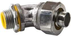 Cooper Crouse-Hinds - 1/2" Trade, Malleable Iron Threaded Angled Liquidtight Conduit Connector - Insulated - Benchmark Tooling