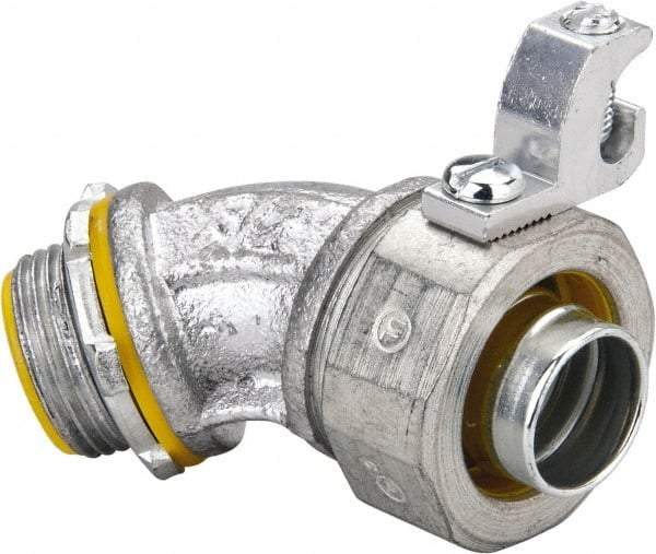 Cooper Crouse-Hinds - 3/4" Trade, Malleable Iron Threaded Angled Liquidtight Conduit Connector - Insulated - Benchmark Tooling