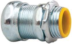 Cooper Crouse-Hinds - 1/2" Trade, Steel Compression Straight EMT Conduit Connector - Insulated - Benchmark Tooling