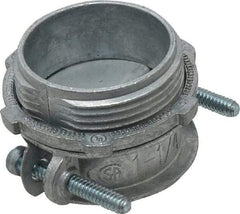 Cooper Crouse-Hinds - 1-1/4" Trade, Die Cast Zinc Squeeze Clamp Straight FMC Conduit Connector - Noninsulated - Benchmark Tooling