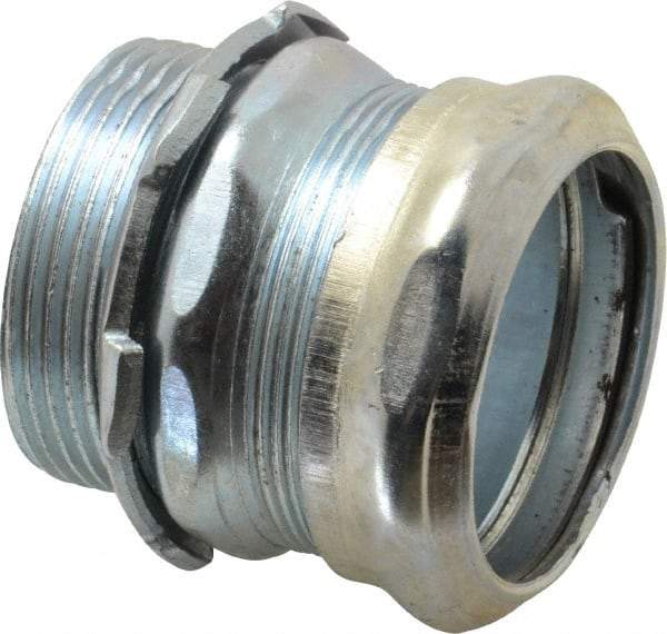 Cooper Crouse-Hinds - 1-1/2" Trade, Steel Compression Straight EMT Conduit Connector - Noninsulated - Benchmark Tooling