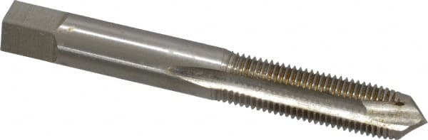 Interstate - 3/8-24 UNF, 3 Flute, Bright Finish, High Speed Steel Spiral Point Tap - Plug Chamfer, Right Hand Thread, 2-15/16" OAL, 1-1/4" Thread Length - Exact Industrial Supply