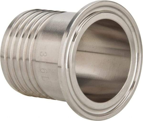 VNE - 1-1/2", Clamp Style, Sanitary Stainless Steel Pipe Rubber Hose Adapter - Tube OD Connection, Grade 316/316L - Benchmark Tooling
