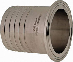 VNE - 2", Clamp Style, Sanitary Stainless Steel Pipe Rubber Hose Adapter - Tube OD Connection, Grade 316/316L - Benchmark Tooling